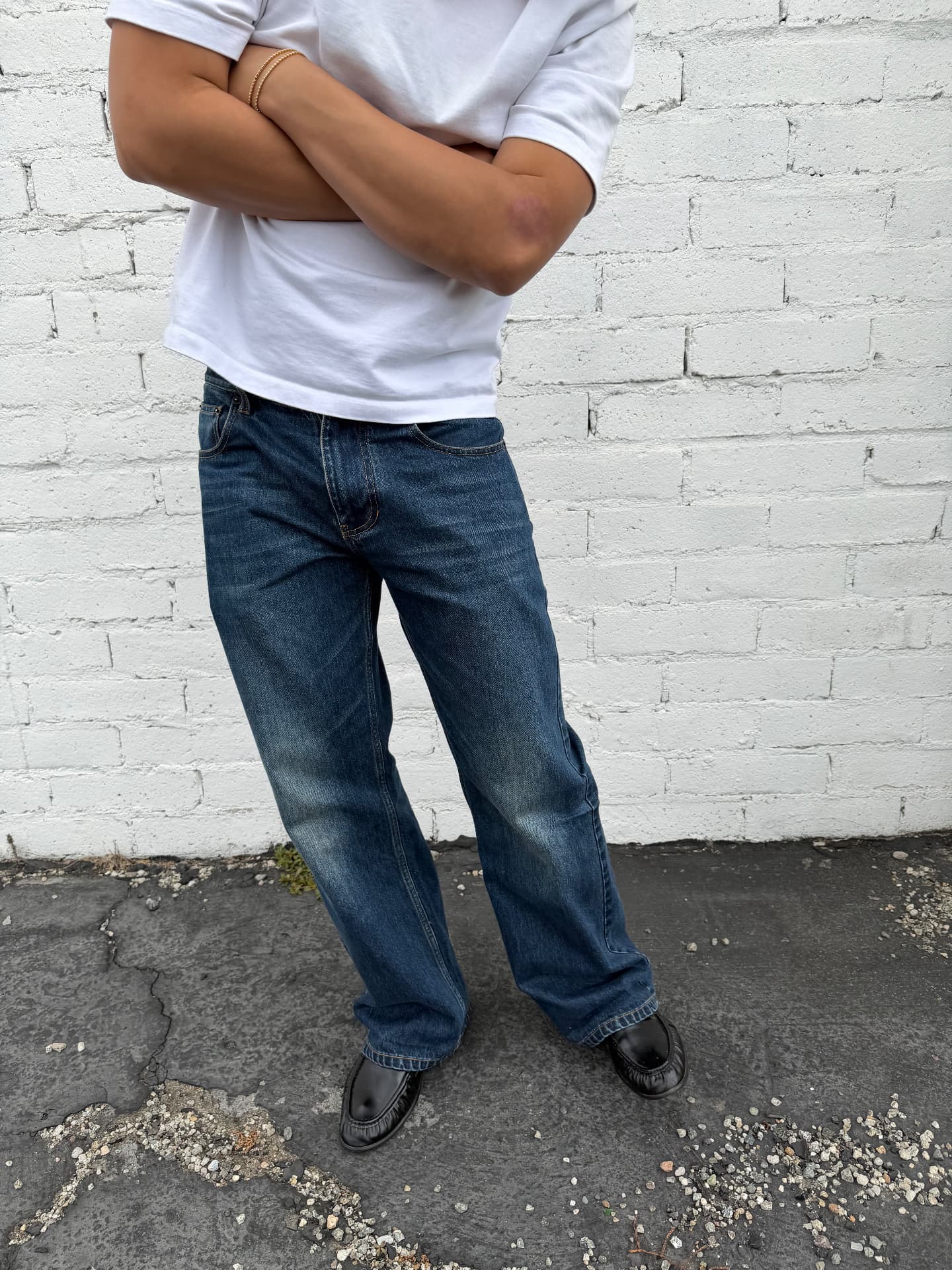 Front view of the Jireh wide-leg jean